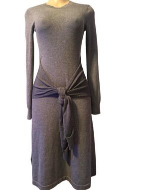 Derek Lam 10 Crosby / Alyssa ~ Size XS ~ Gray Tie-Front Mélange Wool-Blend Dress